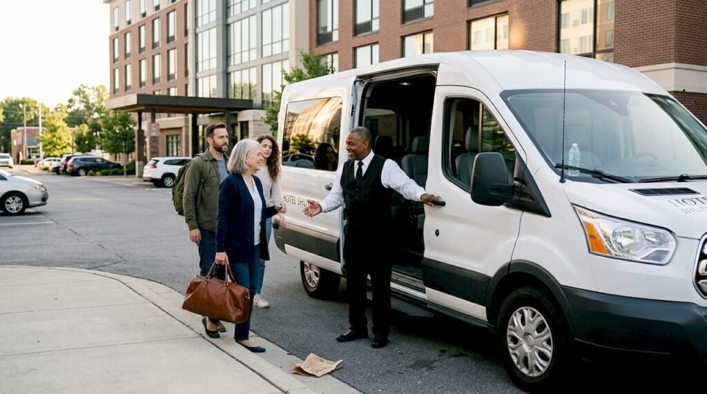 Chauffeur greets guests at event venue